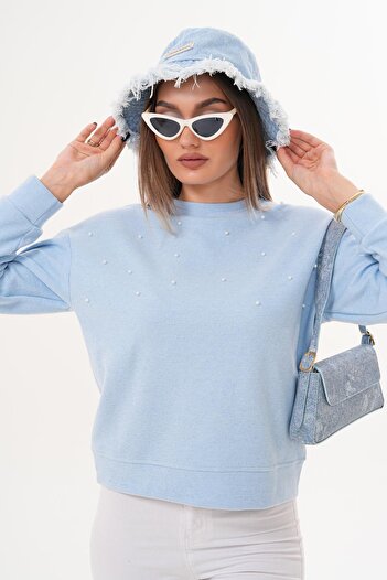 ŞİMAL Women's Pearl Detailed Thessaloniki Knitted Sweatshirt 255225 -