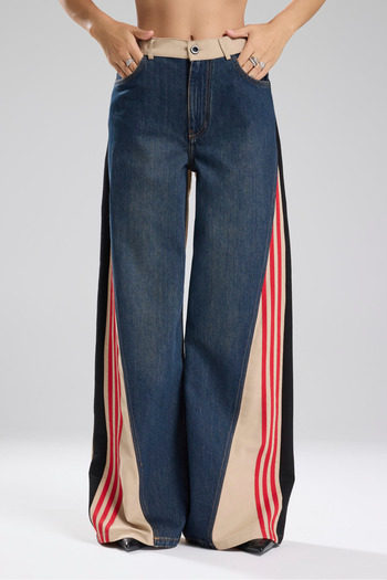 tw3 Women's Stripe Detailed Denim Garnished Design Trousers