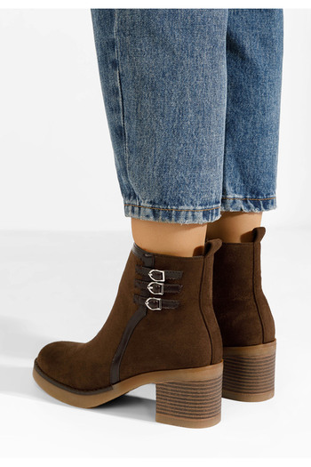 B T Shoes Μποτάκια με χοντρό τακούνι Arnetta καφε