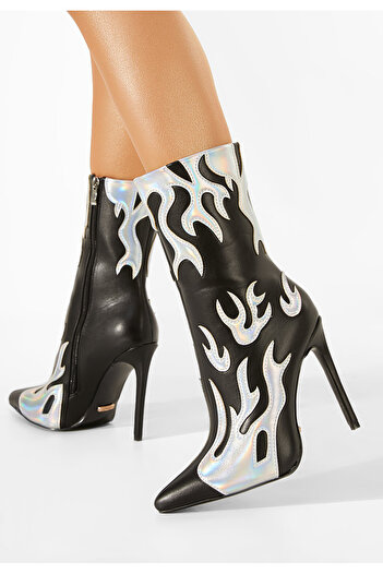 B T Shoes Botine cu toc subtire negre Maia