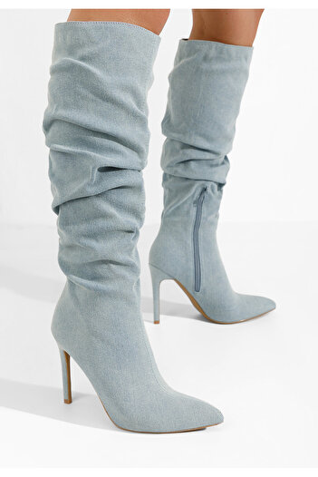 B T Shoes Μπότες με λεπτό τακούνι Poeme Γαλάζιο