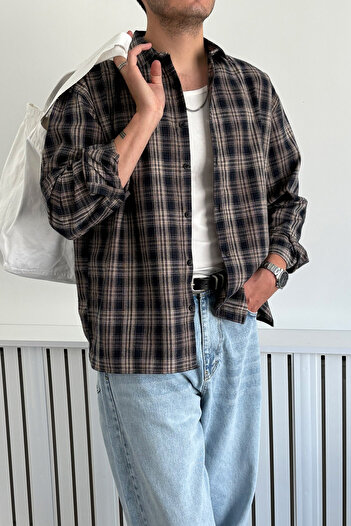 HYMAN Ανδρικό πουκάμισο Oversize 100% βαμβακερό καρό