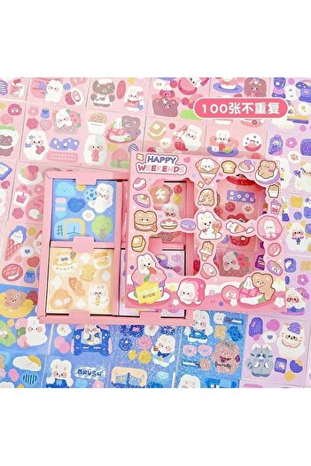 STOREMAX Snshop Happy Weekends Themed 100 Sheets 4-Compartment Sticker Set • Bullet Journal Happy Weekends