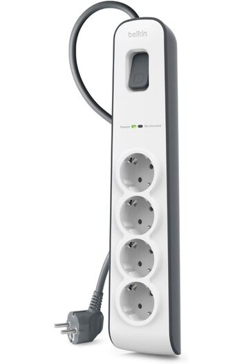 STOREMAX Polysight Surgemaster 4-Way Socket with High Voltage Protection (2 m Cable) White/Gray Bsv400Vf2M Trendzap 4