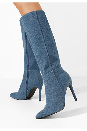 B T Shoes Μπότες με λεπτό τακούνι Medeia Τζιν