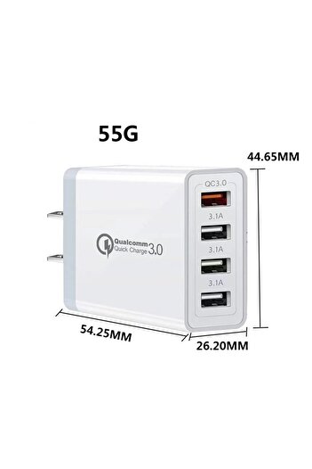 dalip Fast Charge Charger for Phones 33W, Flippy, Quick Charge with 4 USB-A Ports, Power Delivery 33W, Sta