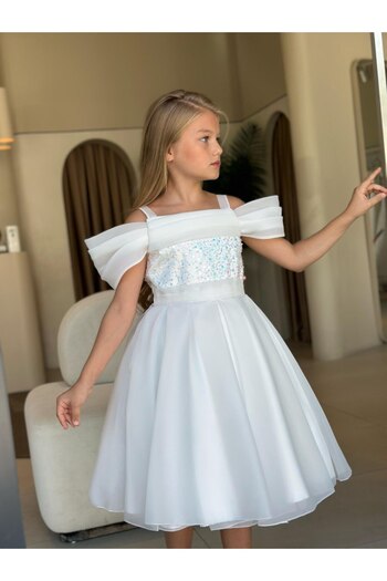 Miss Lorin Kids Girl's Prom Dress - with Sequined Shoulder Detail