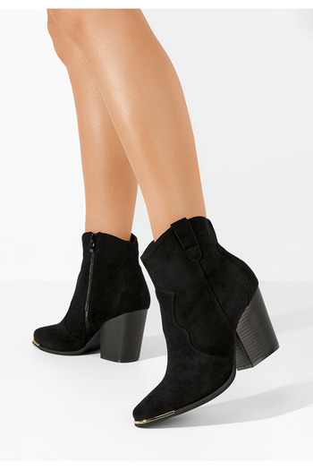 B T Shoes Μποτάκια με χοντρό τακούνι Fresca Μαύρα