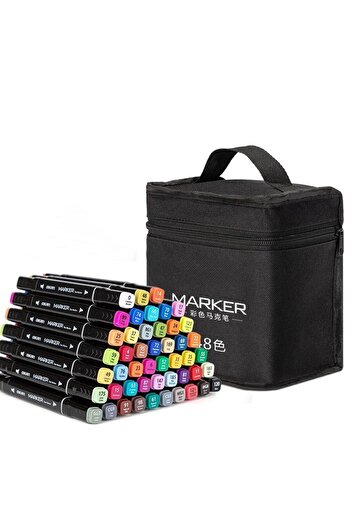 Flippy Set 24 Markers Flippy, Oil-Based, Dual-Ended, Thin 1mm and Thick 6mm, Storage Bag, 15cm, Multicolor