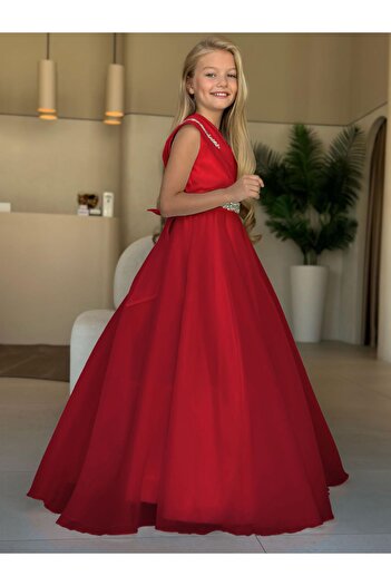 Miss Lorin Kids Stone Detailled Evening Dress - Bridesmaid