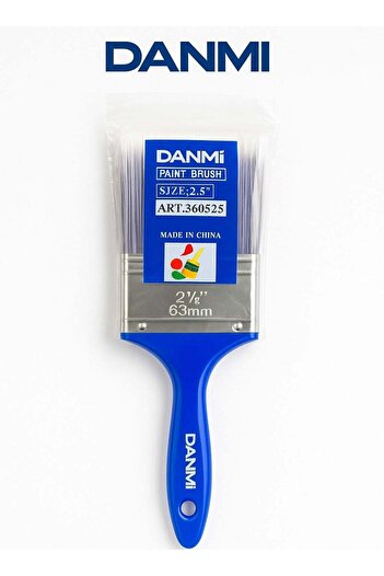 DANMI Paint Brush – 2.5 Inch (≈ 63.5 mm) – Blue Plastic Handle with Metal Ferrule, Dual Rivets