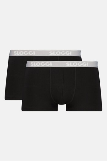 SLOGGI Men 2 Pcs Brand Logo Boxer Brief, Black