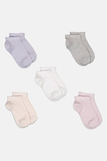 London Fog Toddlers Girl 5 Pairs Ankle Socks, Multicolor