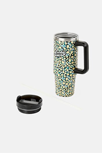 LUCKY BRAND Floral Stainless Steel Vacuum Insulated Tumbler With Straw 946 ml, Multicolor