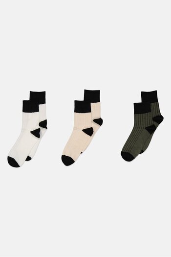 CLARKS Women 3 Pairs Rib Crew Socks, Multicolor