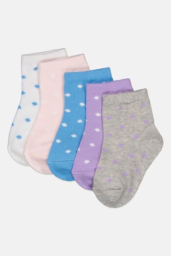MUDD Kids Girl 5 Pairs Allover Print Quarter Socks, Multicolor
