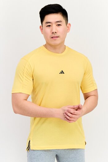 adidas Men Sportswear Fit Short Sleeve Yoga T-Shirt, Yellow