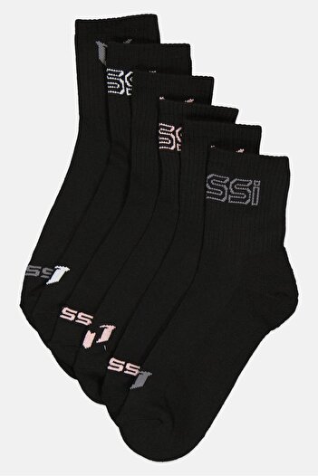 MESSİ Men 6 Pairs Brand Logo Cushioned Shortie Crews Socks, Black