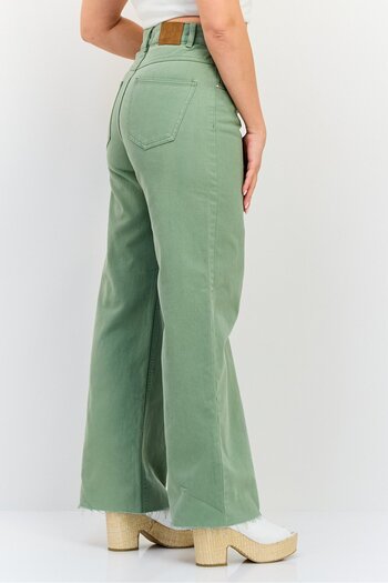 Don't Call Me Jennyfer Women Regular Fit High Rise Solid Wide Leg Jeans, Green