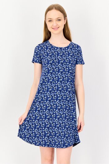 Zivame Women All Over Print Short Sleeve Sleep Dress, Multicolor