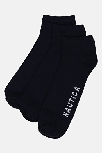 Nautica Men 3 Pairs Brand Logo Low Cut Socks, Navy Blue