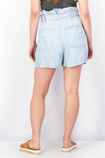Guess Women Washed Belted Shorts, Bleach Blue