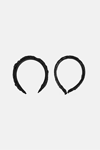 French Connection Kids Girl 2 Pieces Skinny Braided Hair Band, Black