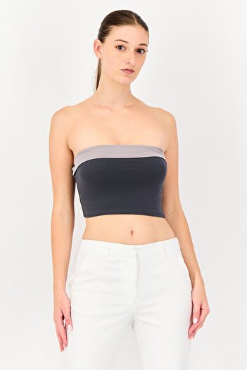 Don't Call Me Jennyfer Women Straight Across Sleeveless Plain Top, Dark Grey
