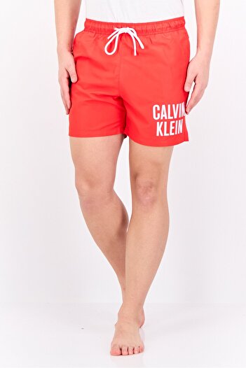 Calvin Klein Men Brand Logo Pull On Swim Trunks, Red