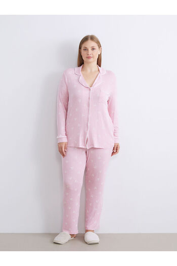 LC Waikiki Sparkling Selections from Shining Store |   Shirt Collar Printed Women's Pajama Set