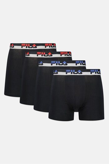 FILA Men 4 Pack Brand Logo Boxer Briefs, Black