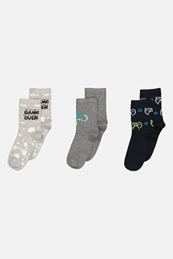 Joe Boxer Kids Boy 3 Pairs Graphic Print Crew Socks, Multicolor