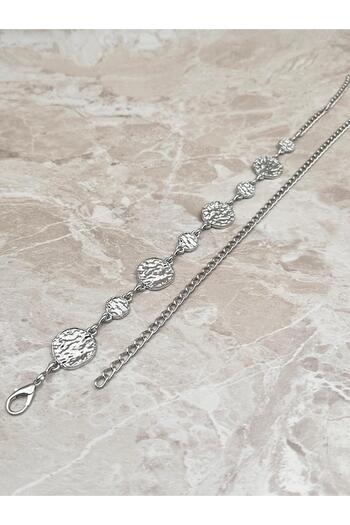 MODAM HİFA Silver Chain Belt with Round Buckle Women's Belt Dress Belt Waist Belt Body Belt