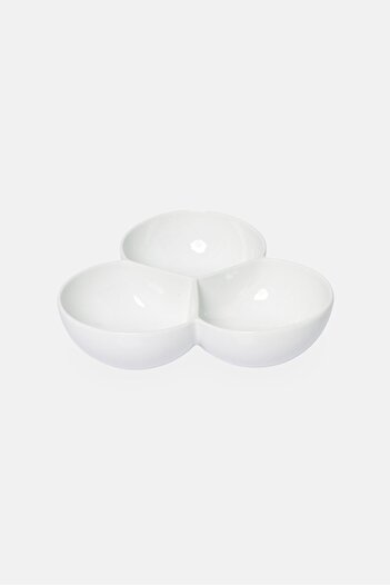 BIA Cordon Bleu 3 Sections Bone Chine Solid Serving Bowl Set, White