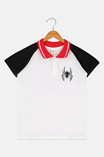 Marvel Kids Boy Short Sleeve Embroidered Polo Shirt, White