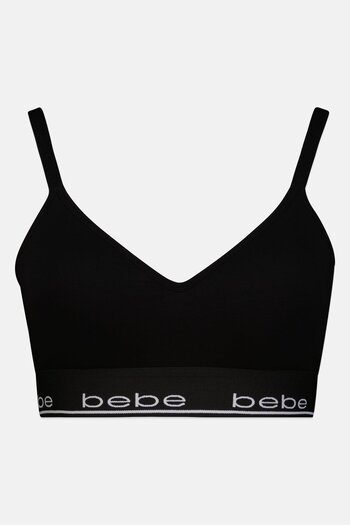 Bebe Women Brand Logo Padded Bralette, Black