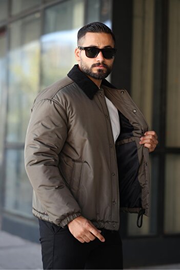 MİS MODA Men's Shirt Model Velvet Collar Full Coat