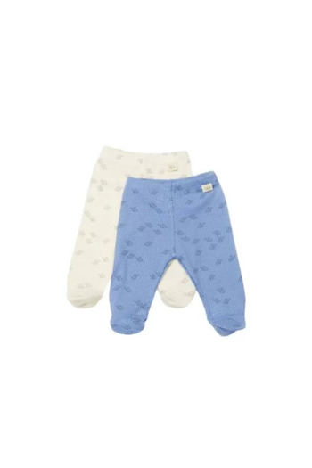BabyCosy Set of 2 Printed Booties, BabyCosy, 50% Modal+50% Cotton, Ecru/Lavender (Size: 6-9 l)