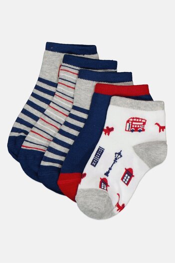 MUDD Kids Boy 5 Pairs Graphic Print Quarter Sock, Multicolor