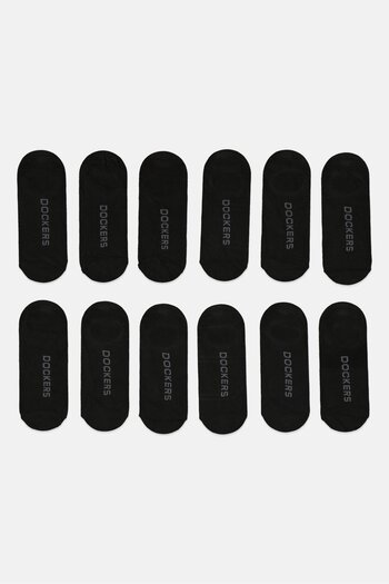 Dockers Men 12 Pairs Brand Logo Silicone Heel Grip Socks, Black