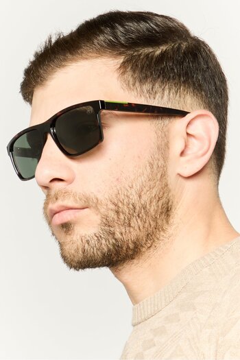 Timberland Men TB0000652R58 Rectangular Havana Sunglass, Black