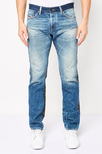 Diesel Men Slim Fit D-Kras Two Tone Non-Stretchable Jeans, Multicolor