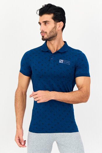 Puma x One8 Men Slim Fit Allover Print Short Sleeve Outdoor Polo Shirt, Multicolor