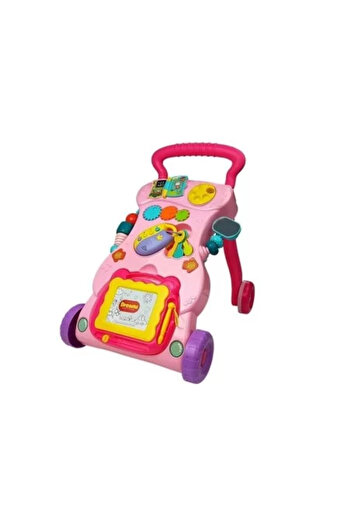 LeanToys Multifunkční dětské chodítko s aktivitním centrem, růžové