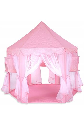 AB HOMES Play Tent for Kids, AB HOMES, Palace Style, Pink, with Curtains and Lights, 135x135x140 cm