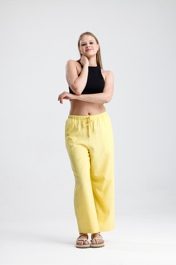 Tate Butter Straight Cut Cotton Linen Trousers