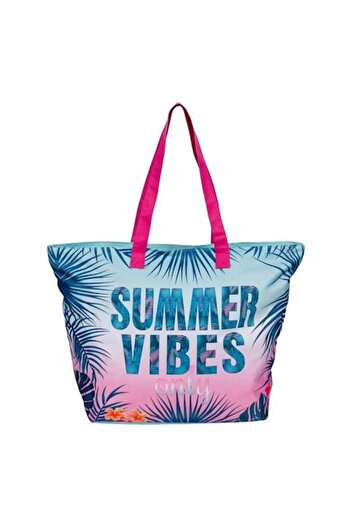 AB HOMES Beach Bag AB HOMES Turquoise 'Summer Vibes' with Inner Pouch