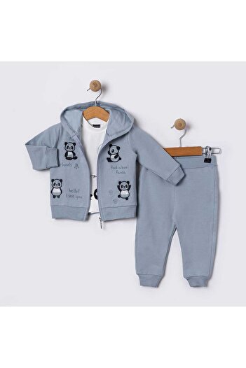 Uslukids Zippered Hooded 3-Piece Boys' Tracksuit Set New Season