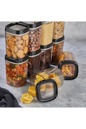 CERONNI Bonny Food Storage Container Set of 12, 1.8 Lt, 1 Lt, 600 Ml, Black