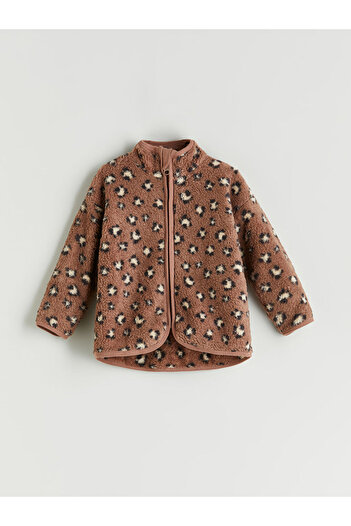 LC Waikiki Leopard Patterned Plush Baby Girl Cardigan